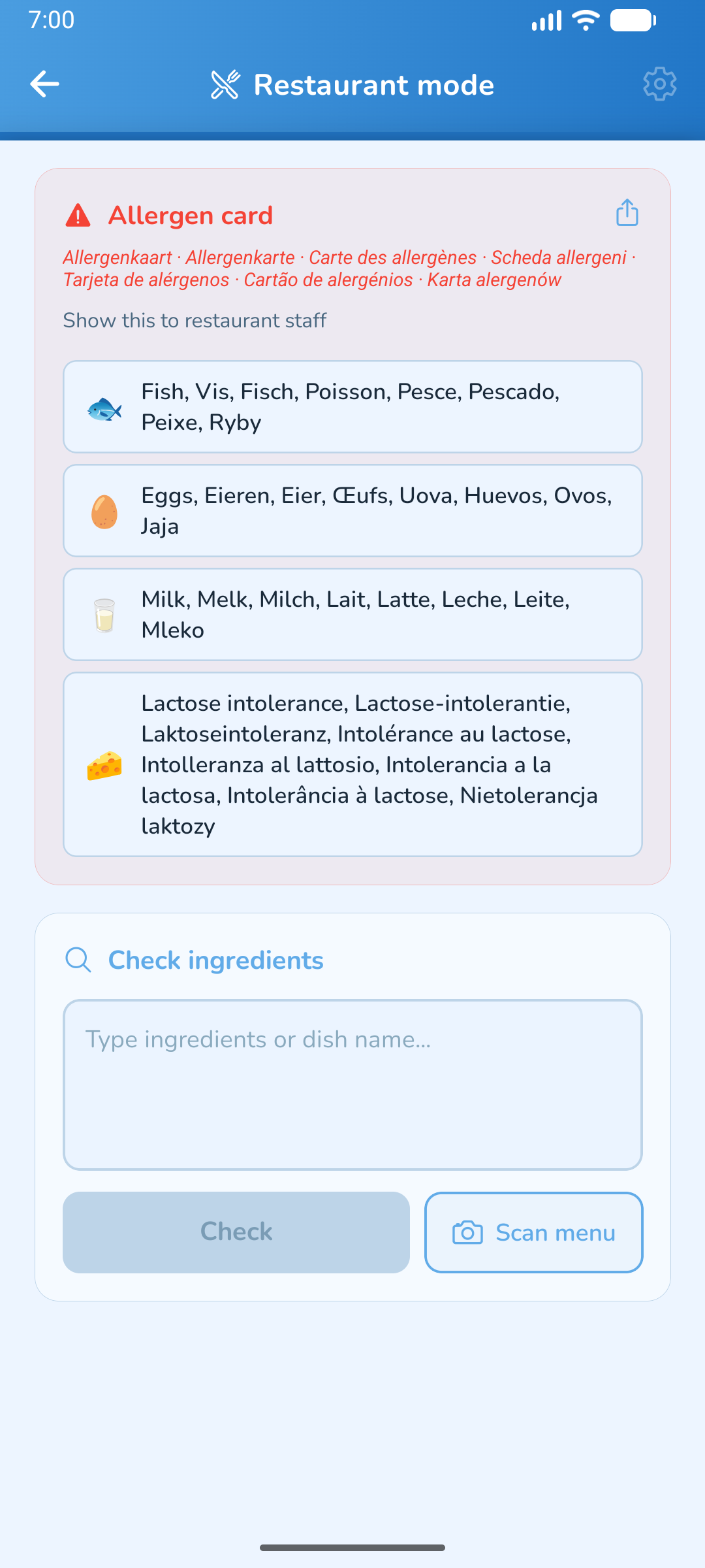 SPICE Restaurantmodus